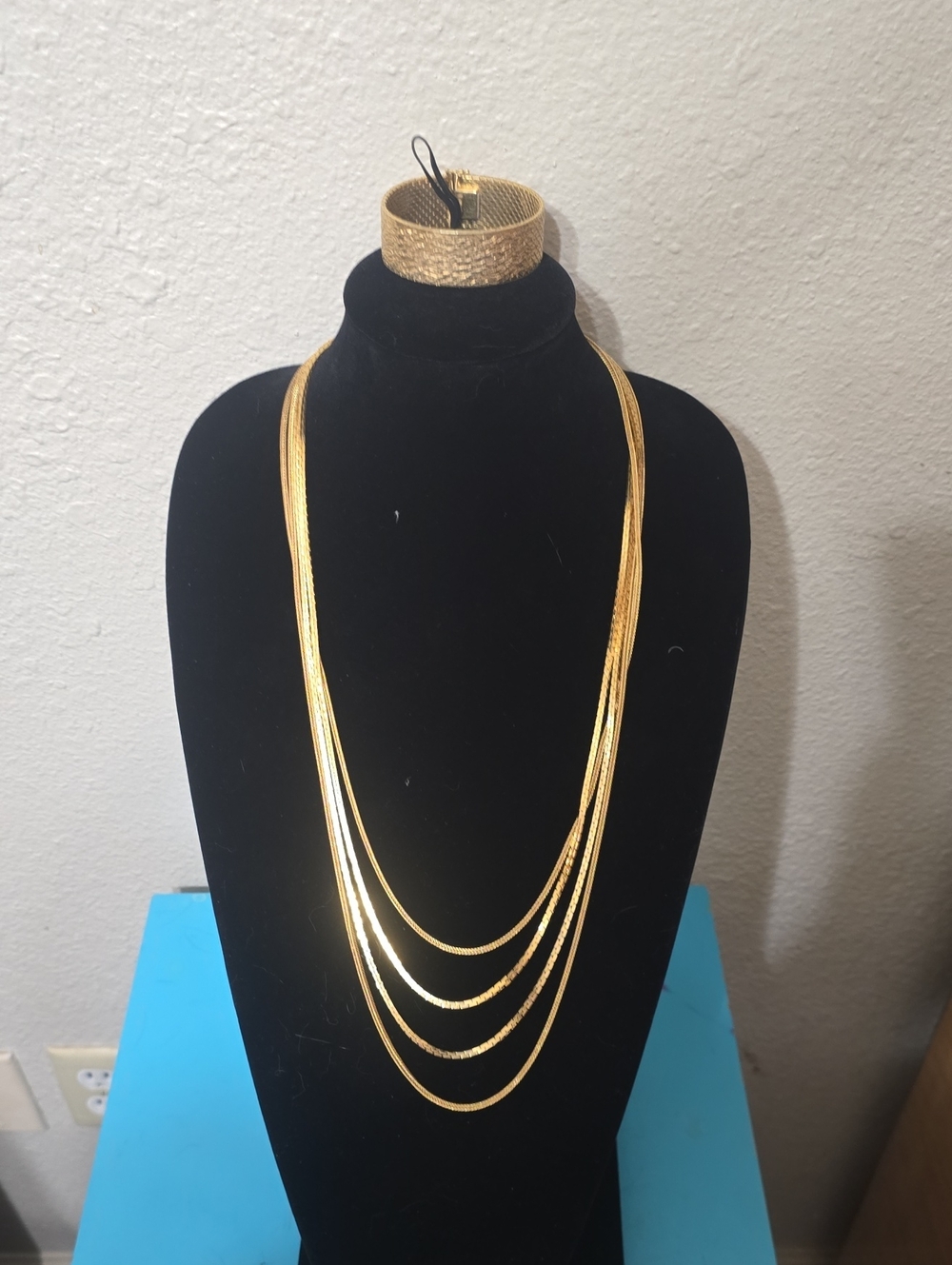 Monet Elegant Gold Multi-Strand Necklace and Bangle Set
